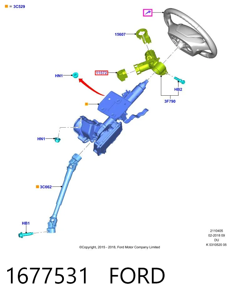 1677531 Ford Kostka stacyjki zapłonowej