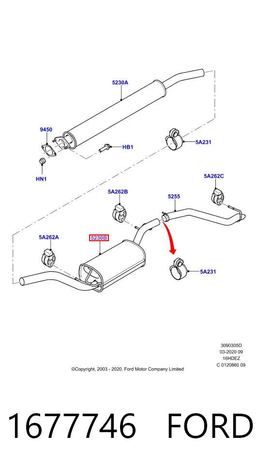 1677746 Ford Tłumik, środkowa część