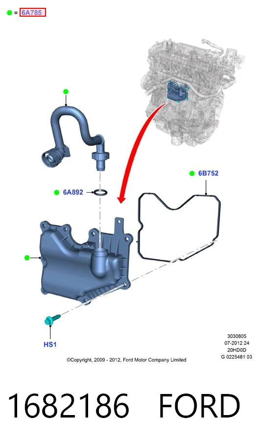 1682186 Ford Separator oleju układu wentylacji kadłuda (bloku silnika)