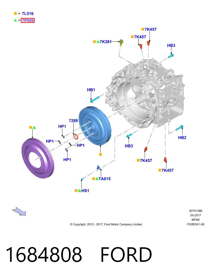 1684808 Ford Pokrywa sprzęgła hydrokinetycznego
