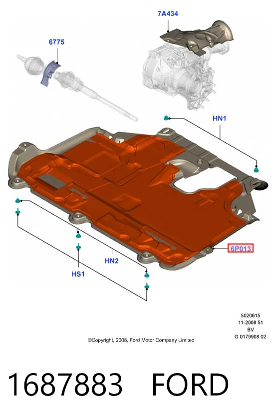 1687883 Ford Osłona silnika, miski (przedziału silnika)