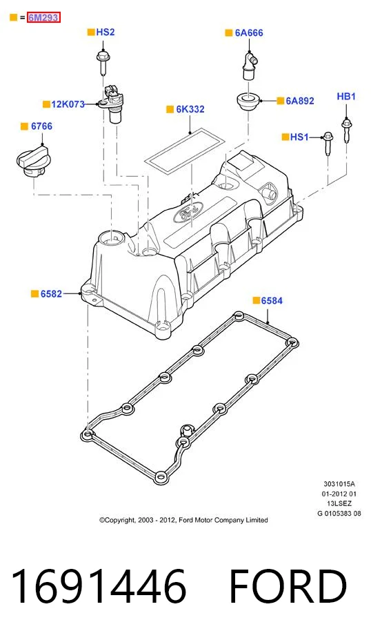 1691446 Ford Pokrywa zaworowa