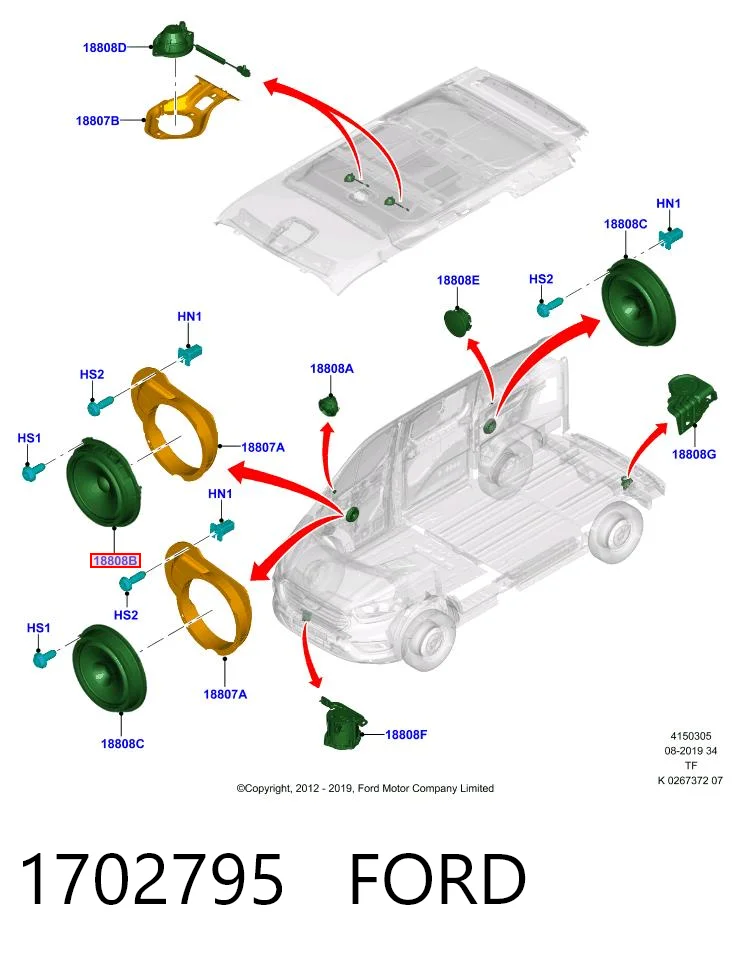 1702795 Ford Głośnik drzwi przednich