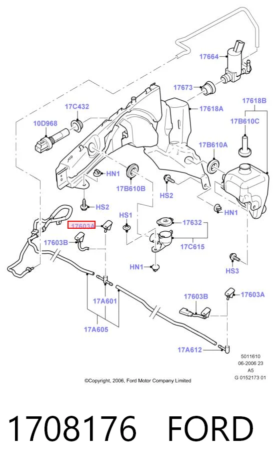 1708176 Ford Dysza spryskiwacza szyby przedniej