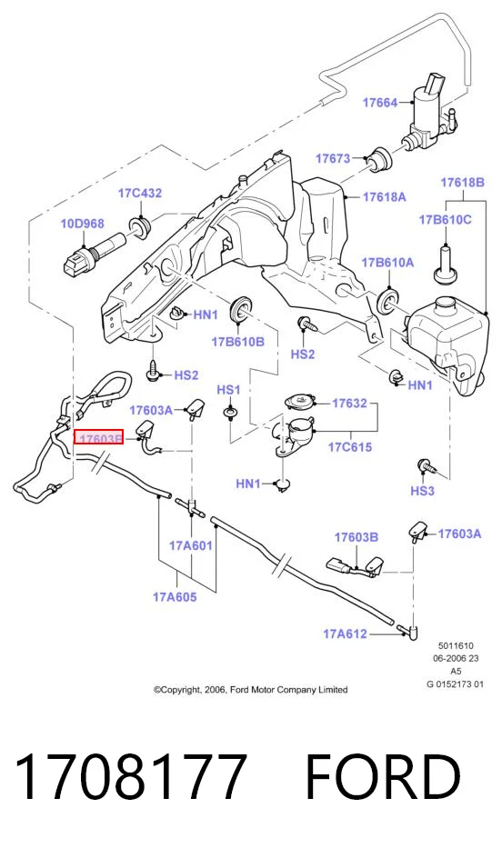 1708177 Ford Dysza spryskiwacza szyby przedniej