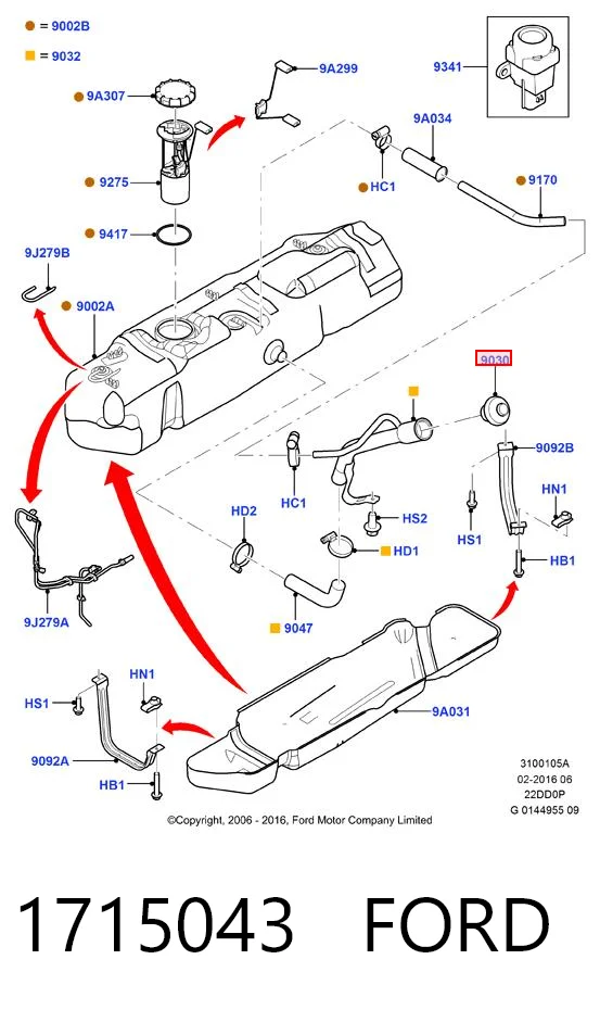 1715043 Ford Korek wlewu paliwa
