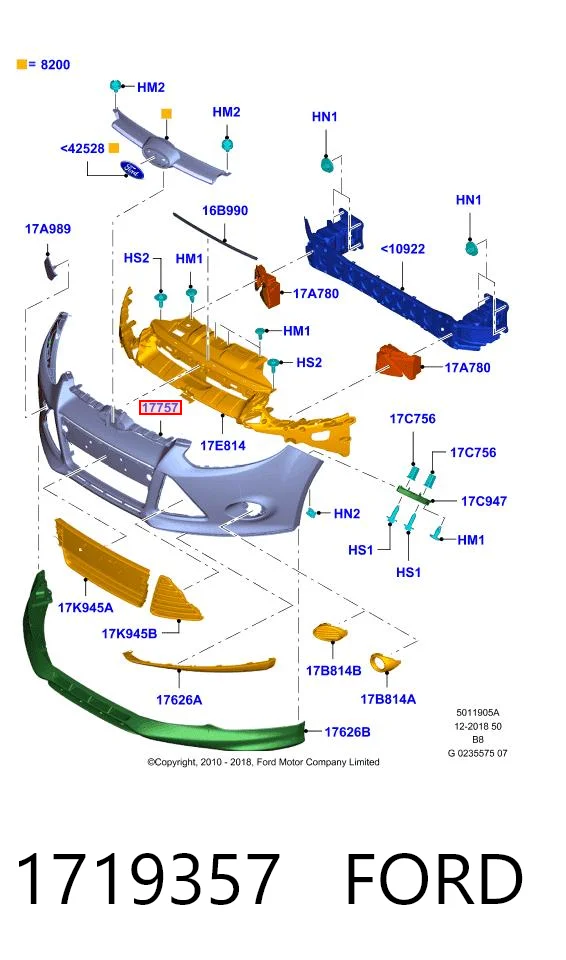 Zderzak przedni Ford Focus III hatchback (CB8) (2010 - 2020) cena, od 74,82 USD