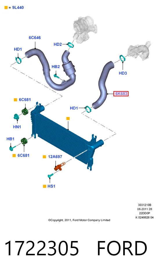 1722305 Ford Przewód (króciec) intercoolera