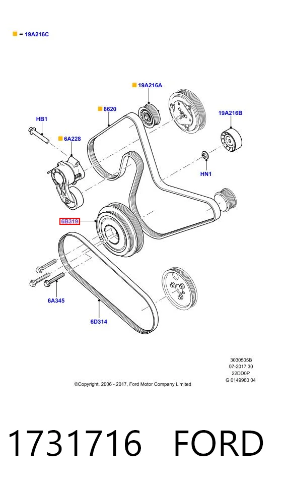 1731716 Ford Koło pasowe wału korbowego