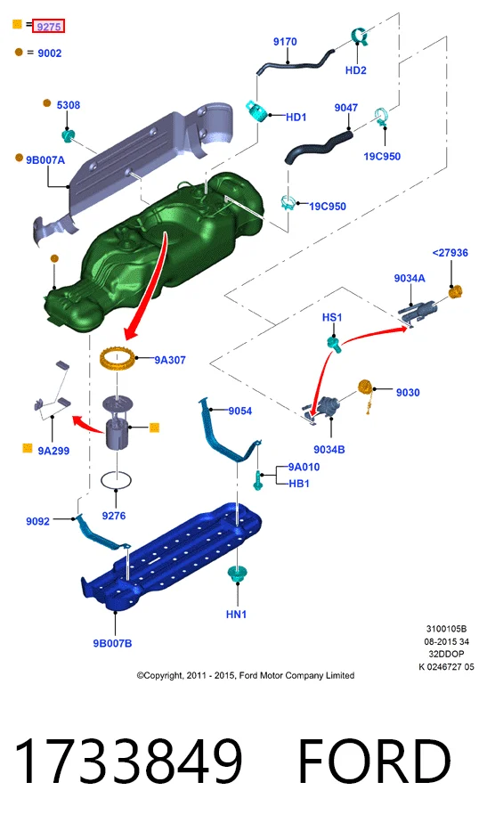 1733849 Ford Moduł pompy paliwowej z czujnikiem poziomu paliwa