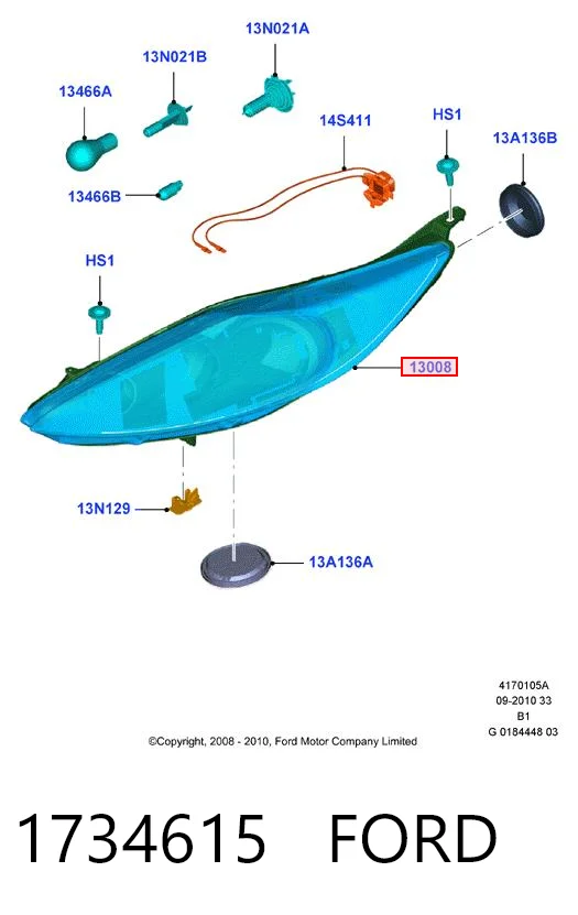 1734615 Ford Reflektor prawy