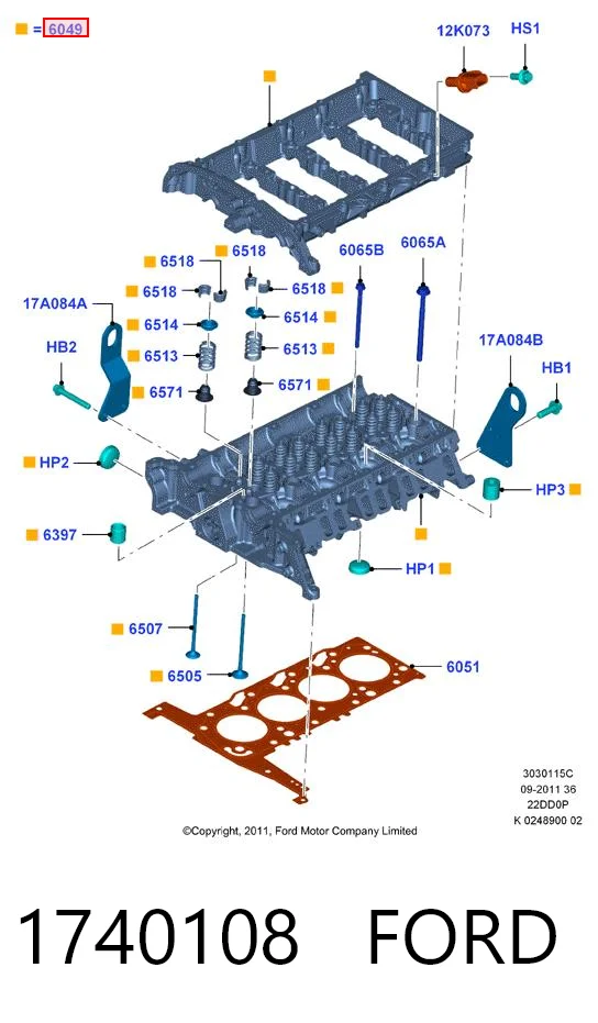 1740108 Ford Głowica cylindrów