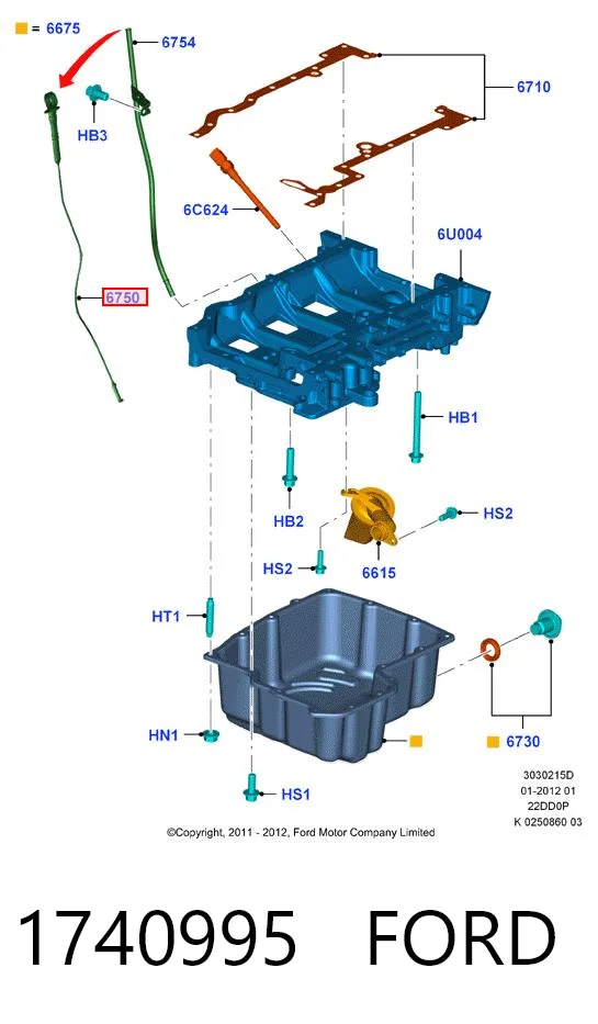 Bagnet poziomu oleju w silniku do Ford Transit VII V363