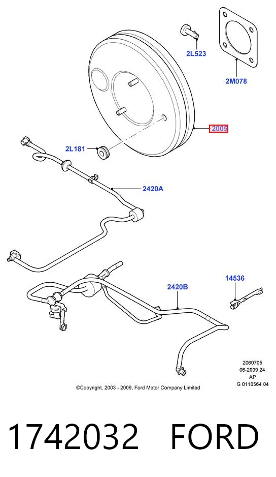 1742032 Ford Wzmacniacz próżniowy hamulców