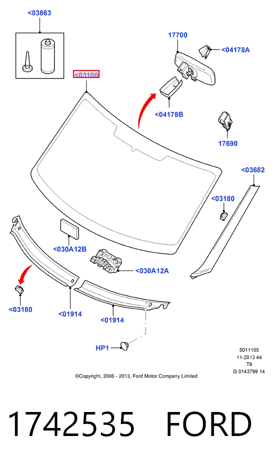 1742535 Ford Szyba przednia