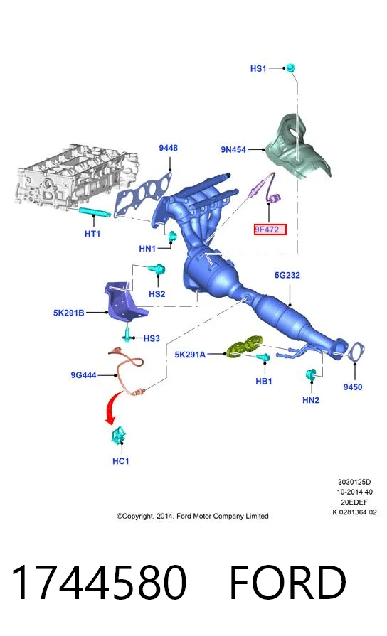 1744580 Ford Sonda lambda czujnik tlenu przed katalizatorem