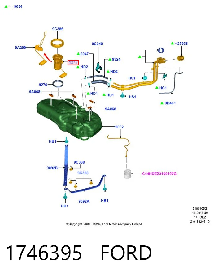 1746395 Ford Moduł pompy paliwowej z czujnikiem poziomu paliwa
