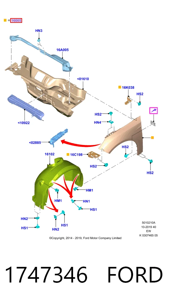 Błotnik przedni prawy do Ford Focus III CB8