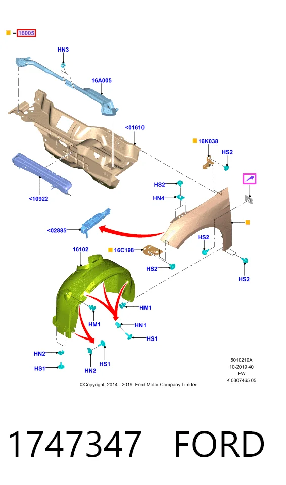 Do koszyka Błotnik przedni lewy Ford Focus III CB8