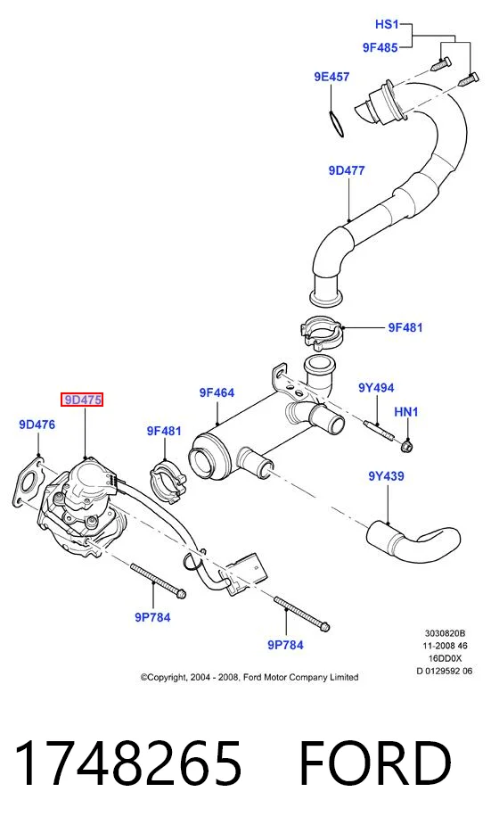 1748265 Ford Zawór recyrkulacji spalin EGR