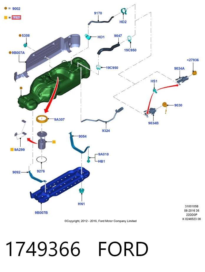 1749366 Ford Moduł pompy paliwowej z czujnikiem poziomu paliwa