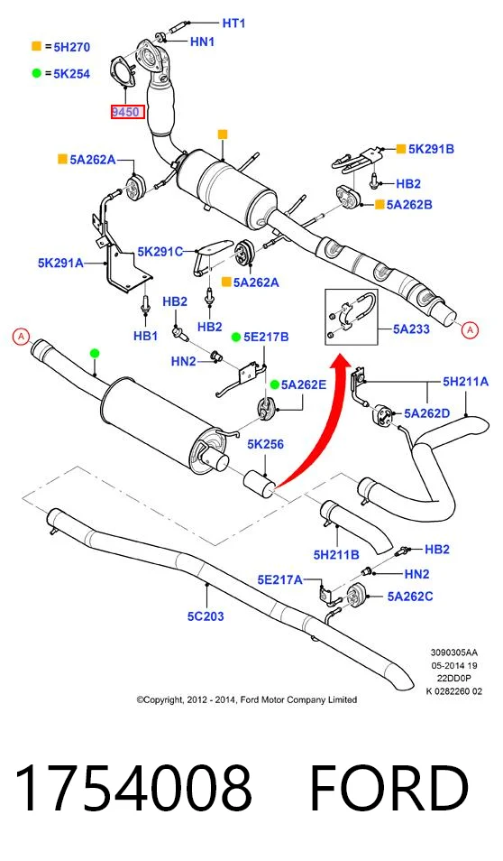 Uszczelka rury odbiornika tłumika Ford Transit VI