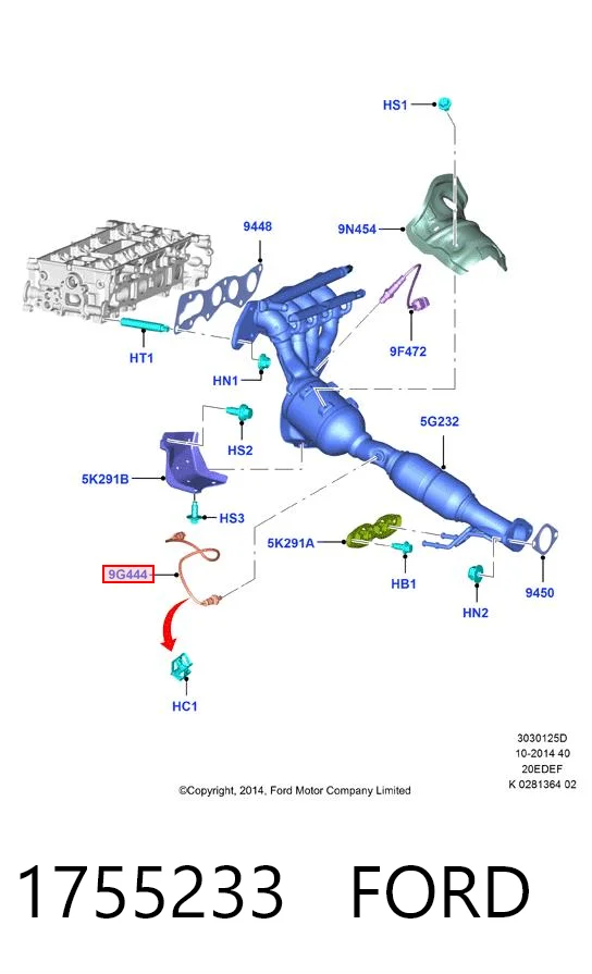 1755233 Ford Sonda lambda czujnik tlenu po katalizatorze