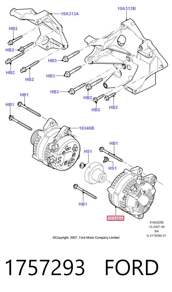 1757293 Ford Alternator