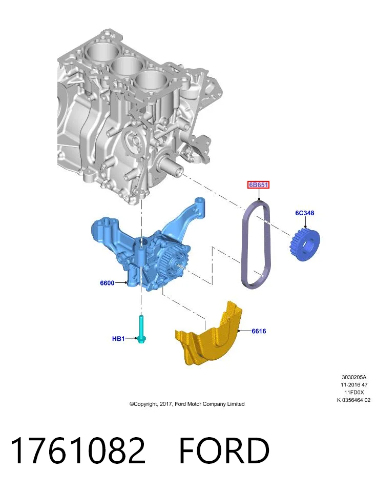 1761082 Ford Pasek pompy olejowej