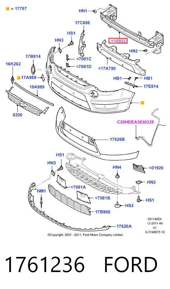 Wzmocnienie zderzaka przedniego Ford Galaxy II CA1 minivan (WA6) (2006 - 2015) cena, od 117,86 USD