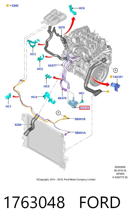 1763048 Ford Pompa chłodzenia wodą, dodatkowa elektryczna