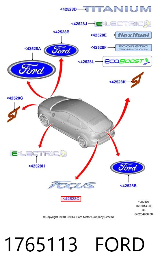 Kupić Emblemat na klapę bagaznika (znaczek firmowy) Ford Focus III CB8 w dobrej cenie