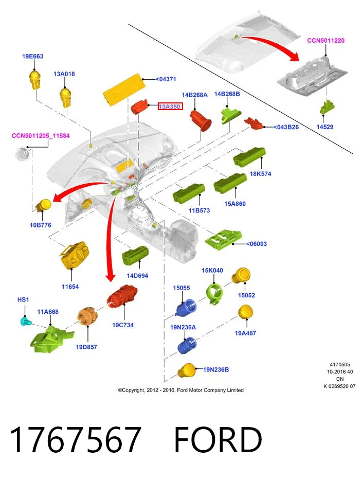 Do koszyka Przycisk włączania światła awaryjnego Ford Fiesta Mk6 CB1