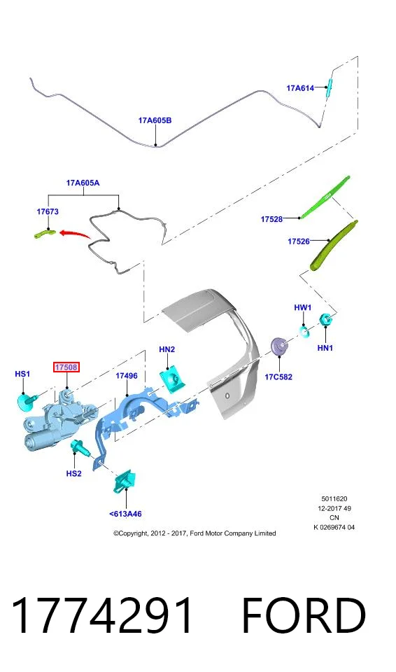  Silniczek wycieraczki tylnej szyby Ford Fiesta 