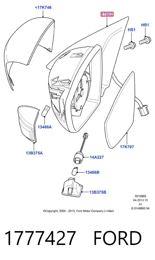 Lusterko wsteczne prawe Ford Galaxy II CA1 minivan (WA6) (2006 - 2015) cena, od 112,11 USD