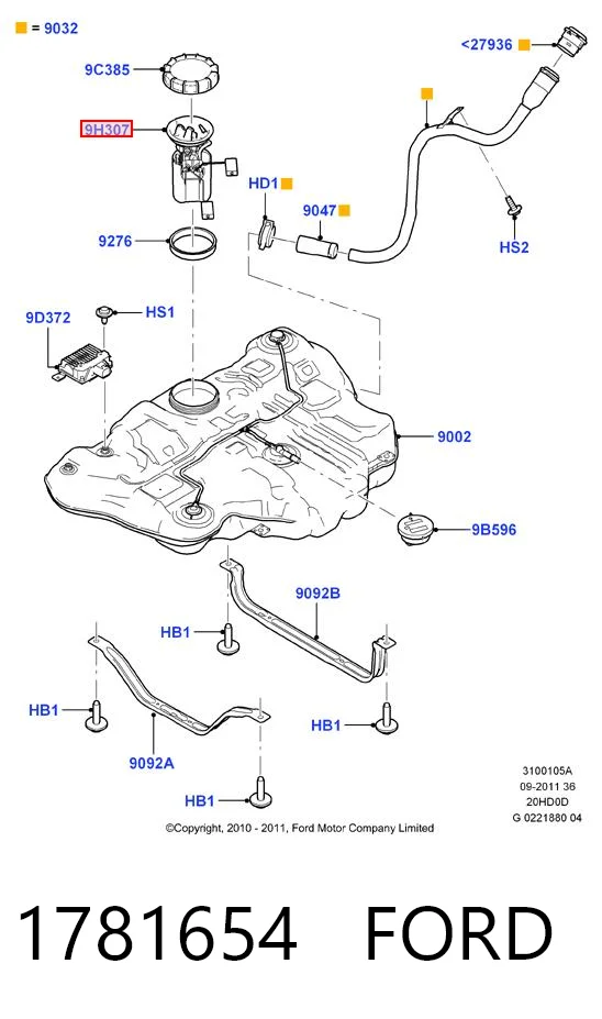 1781654 Ford Moduł pompy paliwowej z czujnikiem poziomu paliwa