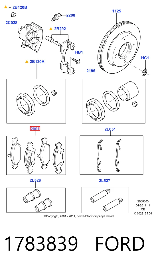 1783839 Ford Klocki hamulcowe przednie tarczowe
