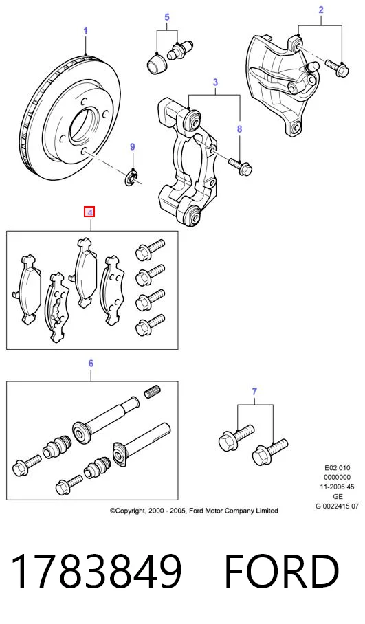 1783849 Ford Klocki hamulcowe przednie tarczowe