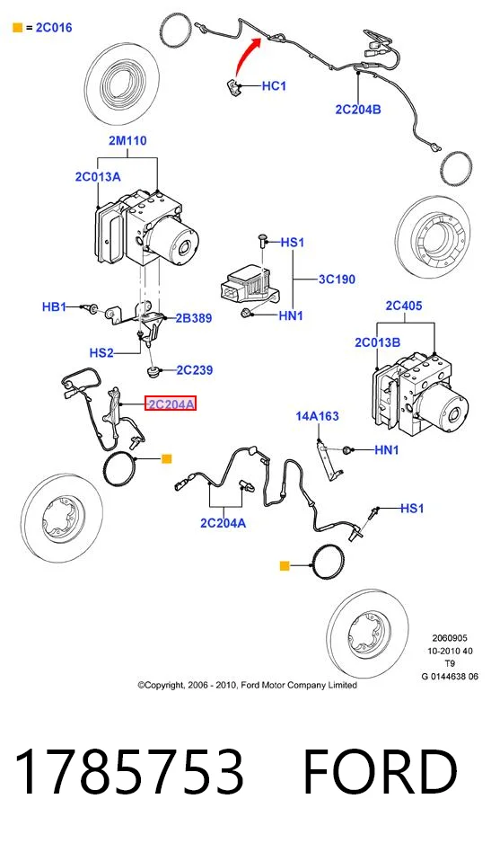 1785753 Ford Czujnik ABS przedni