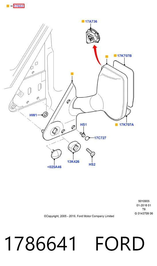 Lusterko wsteczne lewe do Ford Transit VI V347/8