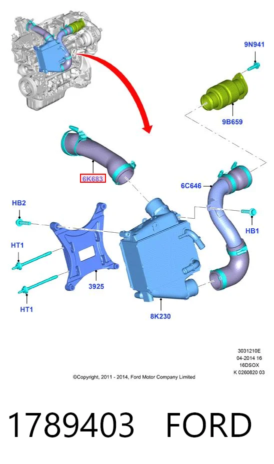 1789403 Ford Przewód (króciec) intercoolera