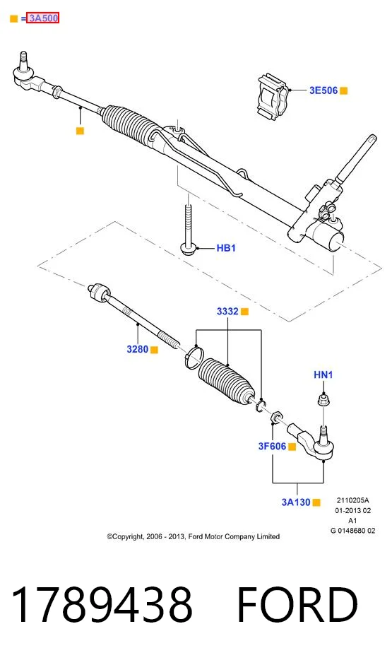 1789438 Ford Listwa kierownicza (maglownica)