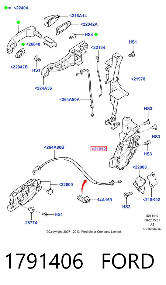 1791406 Ford Zamek drzwi przednich prawych