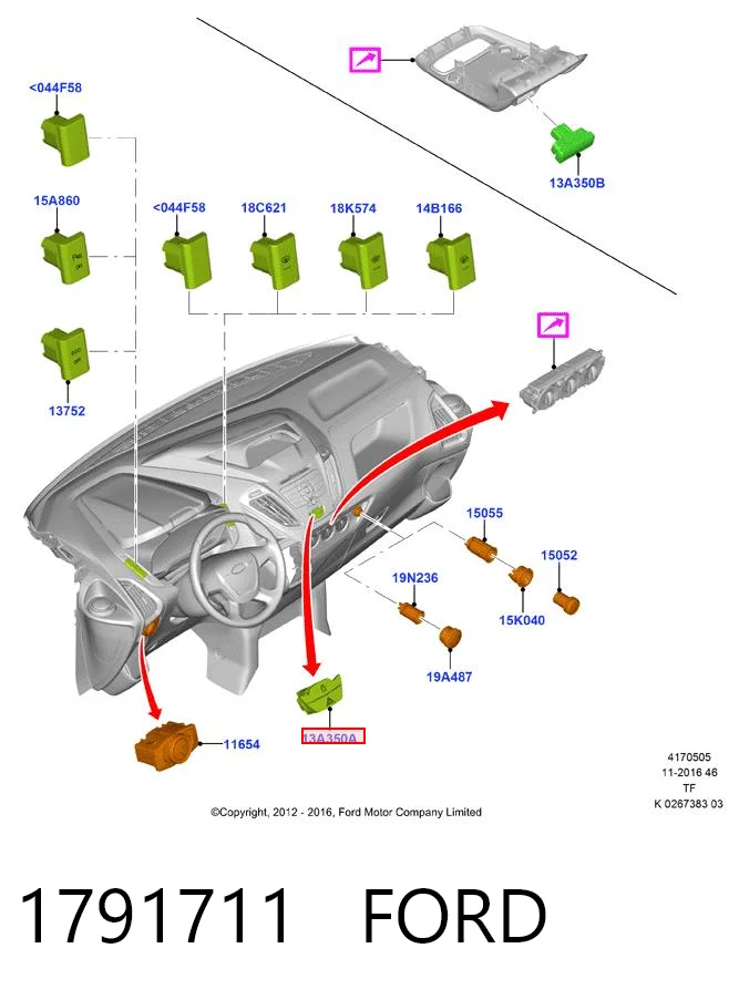 Przycisk włączania światła awaryjnego do Ford Transit VII V363