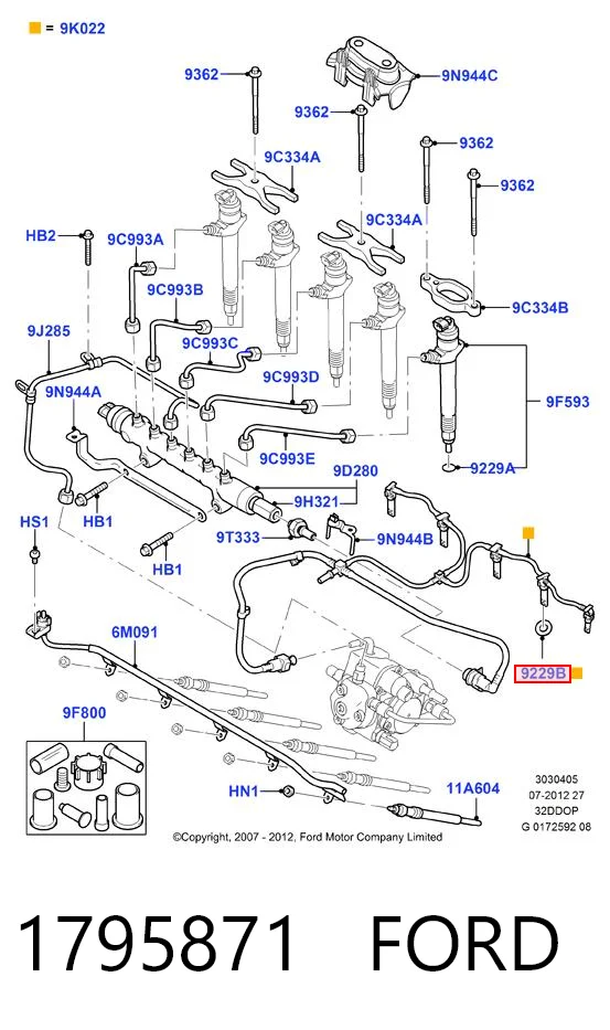 1795871 Ford Pierścień uszczelniający króciec rury tłocznej wtryskiwacza
