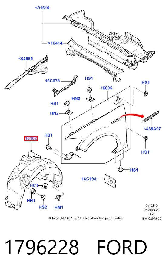 Nadkole błotnika przedniego prawe do Ford Mondeo IV CA2
