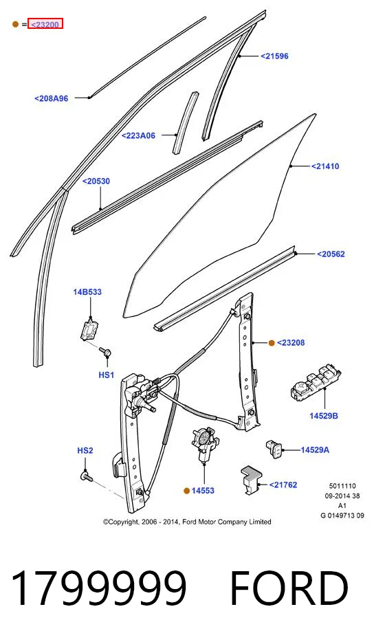 Mechanizm podnoszenia szyby drzwi przednich prawych Ford Galaxy II CA1 minivan (WA6) (2006 - 2015) cena, od 92,80 USD