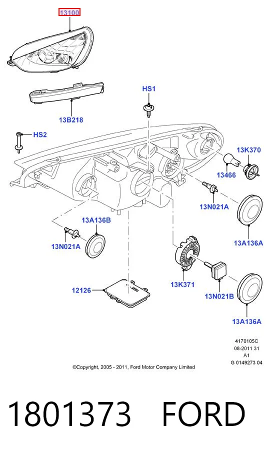 1801373 Ford Reflektor prawy