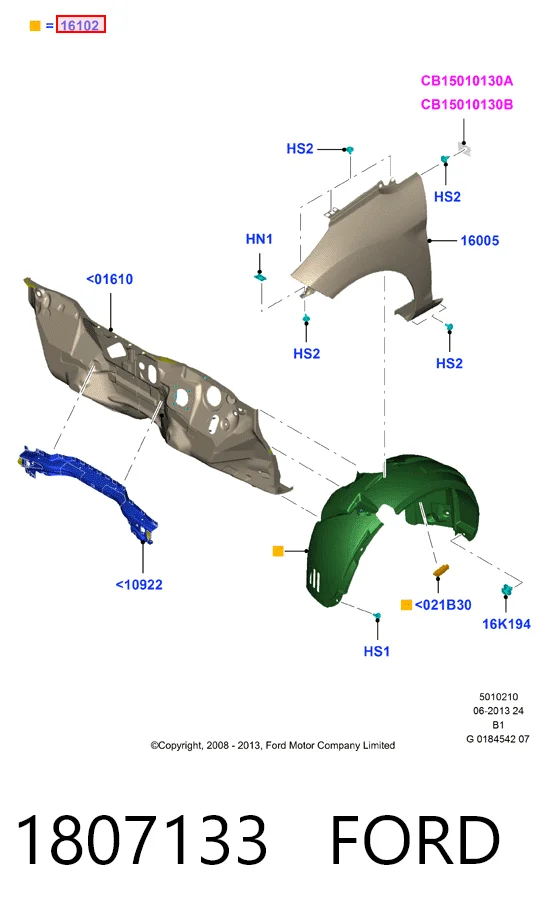 Nadkole błotnika przedniego lewe do Ford Fiesta Mk6 CB1