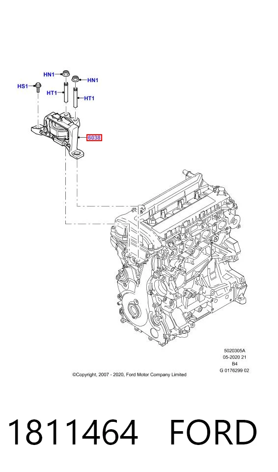 1811464 Ford Poduszka (podpora) silnika prawy przednia